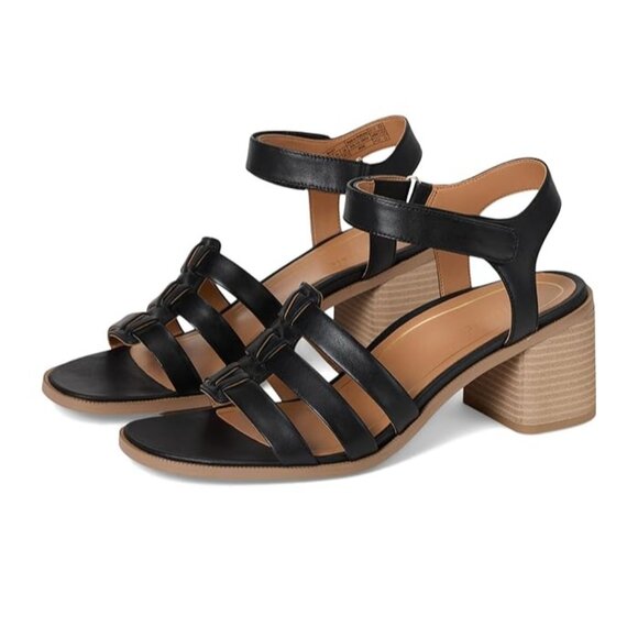 Vionic Maisy Leather Ankle Strap Bock Heel Sandals in Black Size 6.5 - Picture 1 of 11